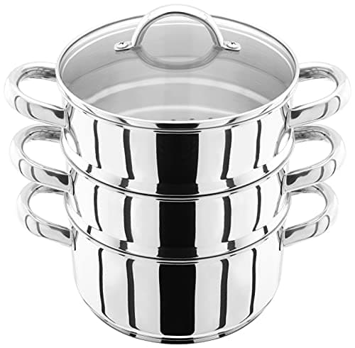 Image of Judge JX02 Stainless Steel 3 Tier Steamer Set with 18cm 1L Casserole, 2 Steamers and Lid, Induction Ready, Gift Boxed - 25 Year Guarantee
