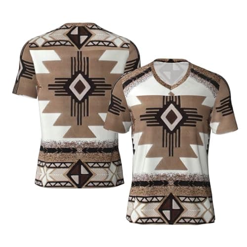 Image of YQxwJL Native American Print Big and Tall Football Shirts for Men, Inclusive Size Football Jersey Men for Games and Gifts Black