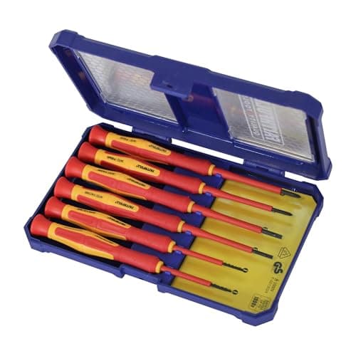 Image of Faithfull VDE Precision Screwdriver Set – 6 Piece Kit with Slotted & Phillips Tips, Slip-Resistant Soft-Grip Handles with Revolving Body – BS EN60900:2012, 1000V Working Limit