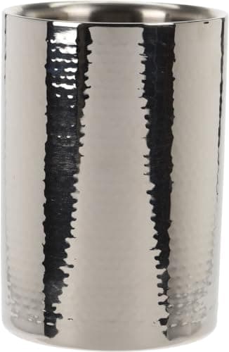 Image of Wine Cooler Stainless Steel high Double-Walled Champagne Cooler Bottle Cooler Drinks Cooler Cooler for Wine Champagne Sparkling Wine (Stainless Steel Hammered (Approx. 12 x 17 cm), 1 Piece)
