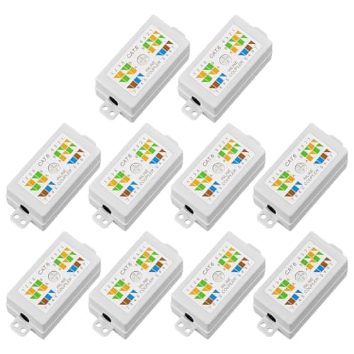 Image of FGB RJ45 Cat6 Junction Box, Inline Punchdown Krone Coupler Joiner for Cat6/Cat5E/Cat5 Ethernet Network Cables, 10-Pack