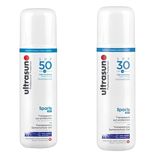 Image of ultrasun Very High SPF 50 Sunscreen Sun Protection Sports Gel, 200 ml & Sports SPF 30 Transparent Sun Protection Gel, 200 ml