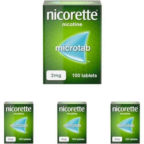 Image of Nicorette Microtab 2mg Sublingual Tablet (100 Pieces), Smoking Cessation Aid to Actively Fight Withdrawal Symptoms, Sublingual Tablets to Help Stop Smoking (Pack of 4)
