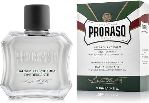 Image of Proraso Aftershave Balm, 100ml, Refreshing Alcohol-Free Post Shave Balm with Eucalyptus Oil and Menthol Invigorates Skin, Made in Italy, Green