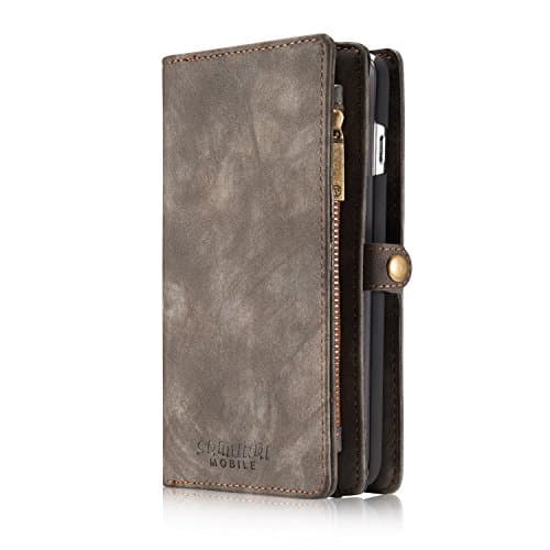Image of Samurai iPhone 6/iPhone 6S/iPhone 6 Plus/iPhone 6S Plus, Leather Phone Case Premium Flip Leather Wallet Case Cover With Detachable Magnetic Hard Case, Card Slot Series [Zipper Cash Storage]