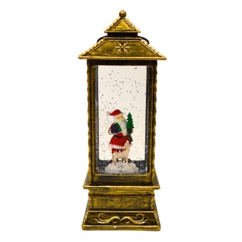 Image of YöL SnowTime 29cm Water Lantern with Revolving Santa Scene – Indoor Christmas Decoration Featuring Glitter Effect, Warm LED Light, Timer Function and Dual Power Option – Festive Holiday Ornament