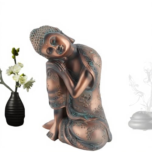 Image of EIMSOAH Southeast Asian Style Buddha Statue buda Meditation Decor garden buddha statues large 60cm with Bronze Color Material, for Indoor Desk Porch Home Decoration Gift nan
