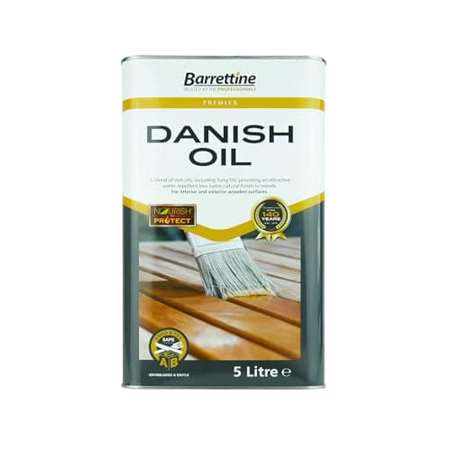 Image of Barrettine Premier Danish Oil (5L) - Water Repellent Danish Oil for Wood Turning, Scandinavian Furnishings, Door, Panelling & More, Enhances Natural Appearance of Wooden Surface