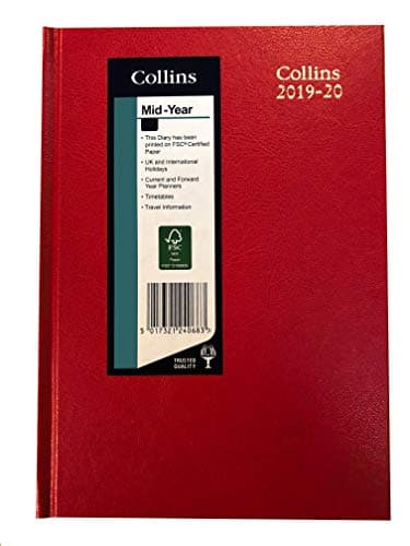 Image of Collins 40M A4 Week to View (Appointments) 2019-2020 Desk Diary - Red