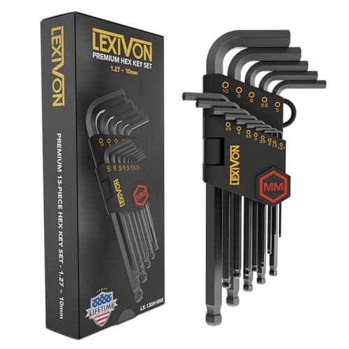 Image of LEXIVON Allen Wrench Set, 13-Piece Premium Metric Hex Keys, L-Shaped Long Arm Ball End Design, Industrial-Grade S2 Alloy Steel (LX-130H-MM)