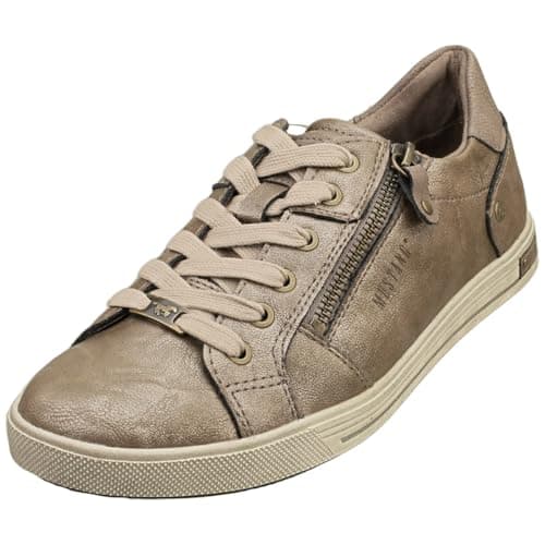 Image of MUSTANG Low Sneaker Side Zip Womens Casual Trainers in Gold - 6.5 UK