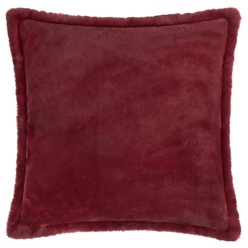 Image of furn. Kallu Faux Fur Cushion Cover – Soft Fluffy Decorative Cushion with Oxford Edge (Berry - 45x45cm)
