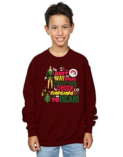 Image of Elf Boys Christmas Cheer Sweatshirt 7-8 Years Burgundy