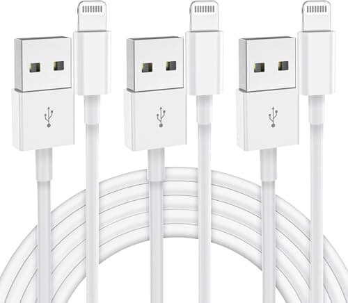 Image of 3Pack for iPhone Charger Cable 1m, MFi Certified Fast Charging Cable, for Lightning to USB Cable Lead Wire for Apple iPhone 14 13 12 11 Pro Max XR XS 8 7 6 5 SE, for iPad Mini Air (White)