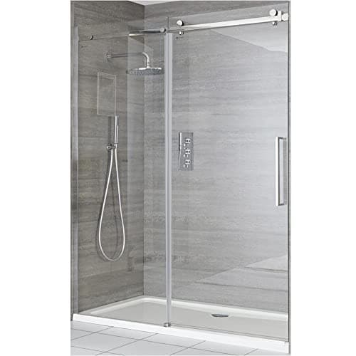Image of Milano Portland 1100mm Chrome Reversible Frameless Sliding Shower Enclosure Door