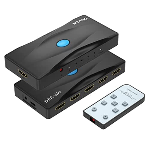 Image of 4K 60Hz HDMI Switch 5 Port MT-VIKI Splitter 5 IN 1 OUT with IR Remote Control Selector Box for Firestick HDTV Game Console, Support 3D UHD HDCP2.2 HDR Auto Scan