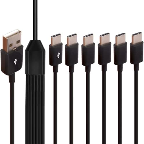 Image of Tomost Multi USB C Splitter Cable, 6 in 1 USB 2.0 A Male to Six USB Typec C Male 1 to 6 Sync Charging Cable Adapter Cord Compatible with Mobile/Android and More (6 Type C)