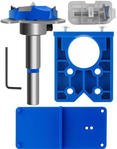 Image of XWHLXY 35mm Hinge Jig Drill Bits Sets Door Hinge Hole Saw Cutter Concealed Hinge Jig,Cabinet Door Installation Tool w/Guide Plate & Forstner Bit,Professional Drilling Template for Cabinetry