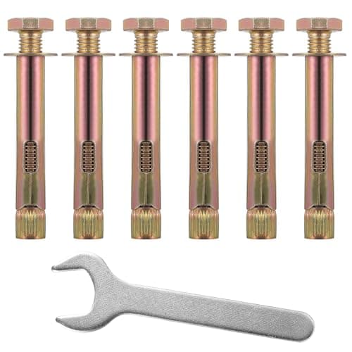 Image of 6 Pcs Expansion Screw Bolts, M10 x 12 x 80 mm Hex Bolt Sleeve Anchor Bolts, Heavy Duty Concrete Masonry Brick Wall Fixings Plugs Screws