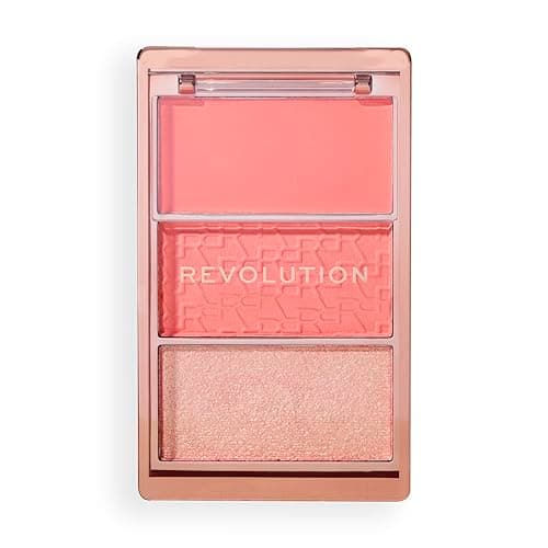 Image of Revolution, Blush Icon Palette, Cream & Pressed Powder Blusher, Highly Pigmented, Face Palette, Vegan & Cruelty-Free, 3 Shades, Authentic Peach
