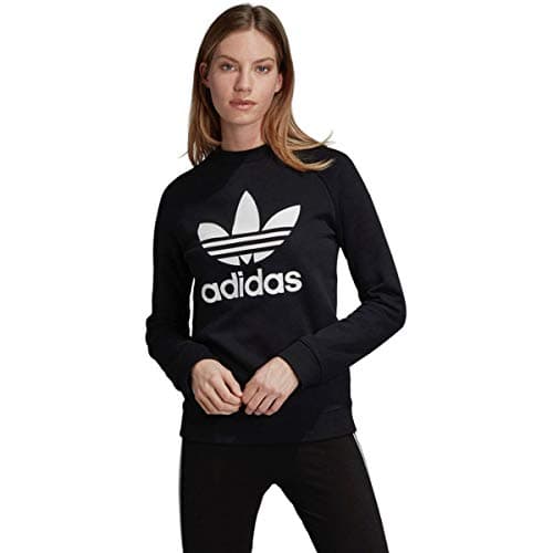 Image of adidas Originals womens Trefoil Crewneck Sweatshirt, Black, XX-Small US, Black, S