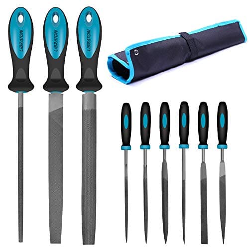 Image of LIBRATON 9 Piece Files and Rasps Set, Multi-Purpose Files Set in High Carbon Steel Includes Flat File, Semi-Round, Round and 6 Pcs Needle Files, for Metal, Wood