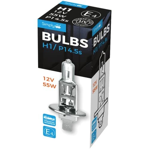 Image of Simply S448 H1 Car Headlight Bulb, 12V, 55W, Comply with ECE R-37, Base P14.5s, Suitable for all Headlights, Maximum Visibility, White