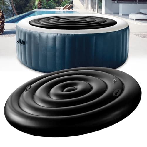 Image of 4.7 Ft Inflatable Hot Tub Cover Round Energy Saving Spa Lid Enclosure with Quick and Easy Inflation and Deflation Valve Windproof Rain Insulated Lid Retain Heat and Protect Hot Tub