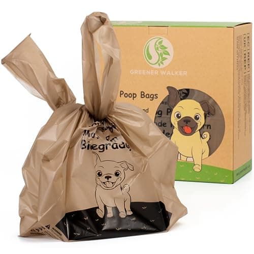 Image of GREENER WALKER Tie Handles Poo Bags for Dog Waste, 300 Pet Poop Bags, 100% Leak-proof Thick and Strong Biodegradable (Brown)
