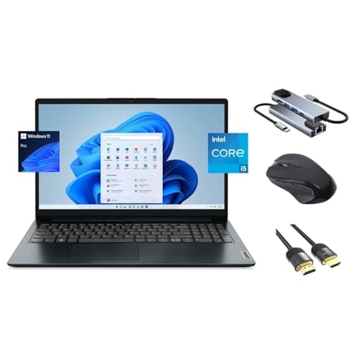 Image of Lenovo IdeaPad 15.6" FHD Laptop, 10-Core i5-1235U, 16GB RAM, 1TB SSD, WiFi 6, WebCam, KeyPad, HDMI, Bluetooth, SD Card Reader, USB-C, 3-in-1 Essential Bundle, US Version KB, Win 11 Pro, Abyss Blue