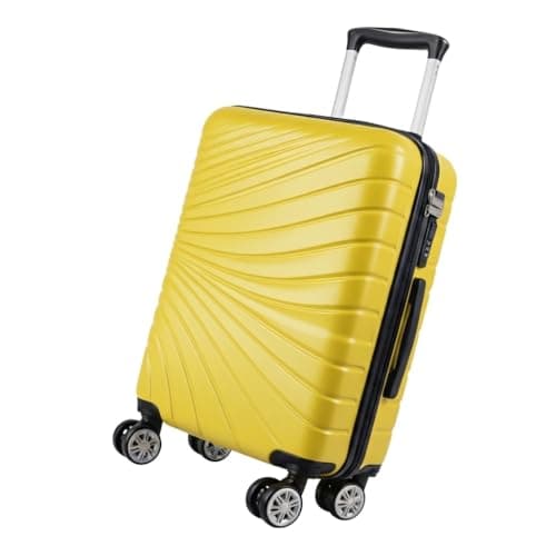 Image of MF Handbags EasyJet Approved 45x36x20cm Hard Shell Cabin Suitcase – Lightweight 4-Wheel Underseat Hand Luggage with 360° Spinner Wheels, Durable Travel Trolley with Combination Lock (Yellow)