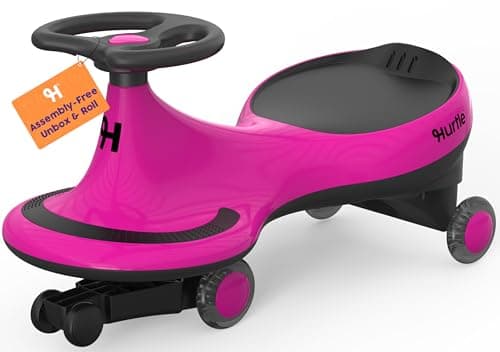 Image of Hurtle Wiggle Car Ride On Toy – Twist Car with Steering Wheels, No Batteries or Pedals, Ride-On Swing Car for Toddlers,Kids Age 2+ (Pink), Medium