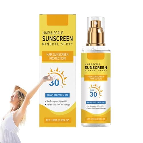 Image of Hair and Scalp Sunscreen Spray SPF 30, Maintains Vitality & Moisture of Hair, Lightweight, Premium Mineral Sun Protection Spray,Non-Greasy Coconut Enriched Scalp Shield 100ml