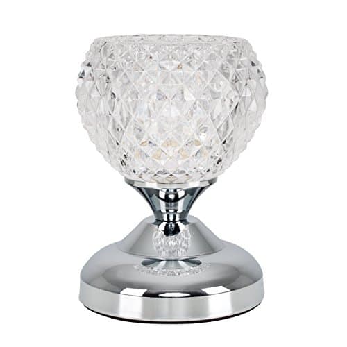 Image of MiniSun | Modern Silver Chrome & Decorative Glass Bedside Touch Table Lamp | Table Lamps & Home Improvements Essential