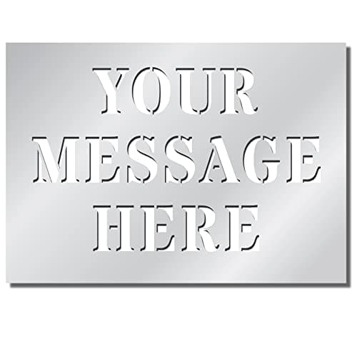 Image of CUSTOM STENCIL - Size A4 Landscape - Any Writing You Want, 3 Lines of Custom Lettering Re-usable Ideal for Crafts Wedding Journal Wheelie Bins Homework DIY Painting on Wood Writing Bunting Sign Making