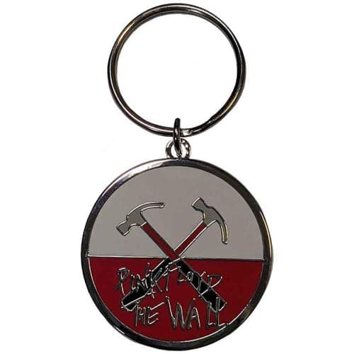 Image of PINK FLOYD - Keychain The Wall Hammers Logo Design, Silver, White, Red, One size