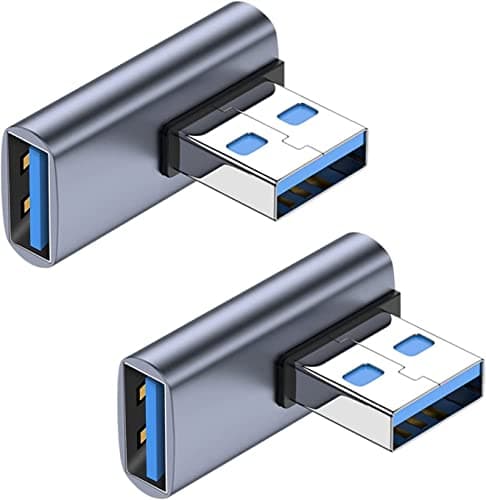 Image of La Brodée 90 Degree USB 3.1 Adapter 2 Pack,Left Angle USB A Male to Female Converter Extender USB3.1 Expansion Connector Adaptor for PC, Laptop, USB A Charger, Power Bank and More