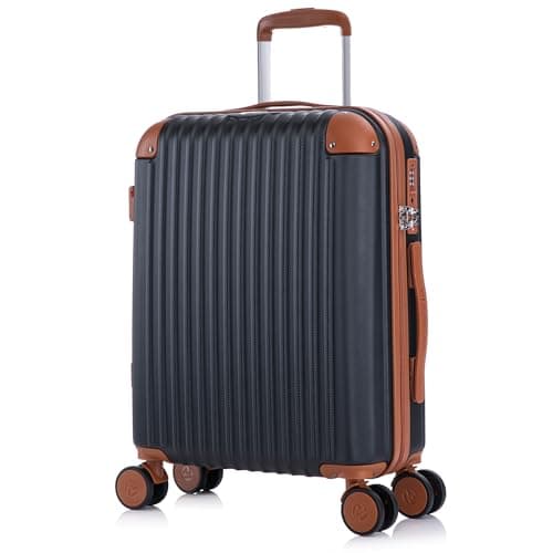 Image of Rocklands London Cabin Suitcase 55x40x20cm Hard Shell Lightweight Carry On Travel Case 4 Wheels, Corner Guards & TSA Lock | 10kg Cabin Bag for Ryanair, easyJet & 100+ Airlines, Black, Small 20"