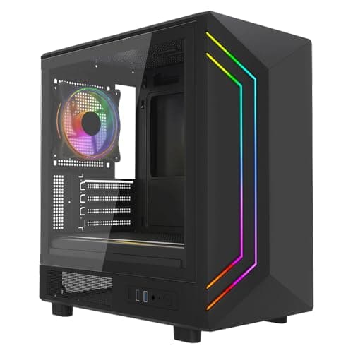 Image of Vida Apollo M Black ARGB Gaming Case w/Glass Window, Micro ATX, Rear ARGB Infinity Fan, Front LED Strips