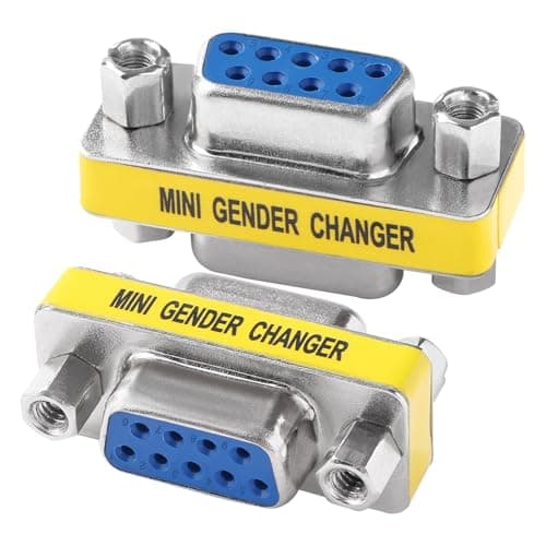Image of KUOQIY 2 PCS DB9 9 Pin Female to Female Gender Changer, RS232 Serial Port Cable Coupler Adapter, for PC Computer Data Transfer