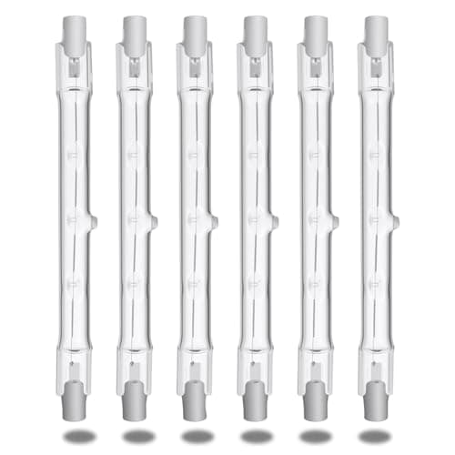 Image of R7S Halogen Light Bulbs 118mm, 6 Pack R7S 200W 118mm Dimmable Tungsten Linear Halogen Bulbs 2700k Warm White J118 Security Light Floodlight 2000lm 230v for Work, Security, Landscape, Outdoor Lamp