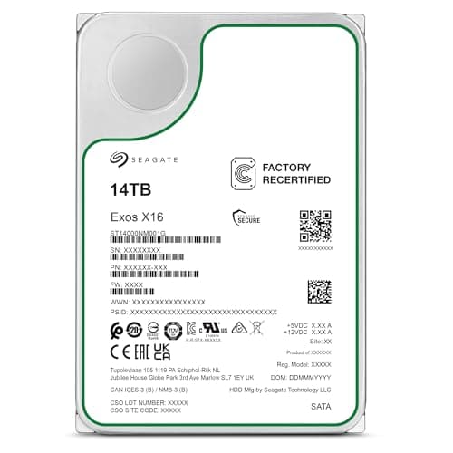 Image of Seagate Exos X16 14TB server internal hard drive ST14000NM001G 3.5" HDD SATA 6Gb/s 7200RPM 256MB Cache