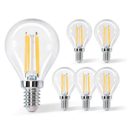 Image of Aigostar E14 Filament Bulbs 4W, LED Small Edison Screw Golf Ball SES Bulb 470LM, 2700K Warm White, 40W Equivalent Clear Vintage Light Bulb for Decorative 5-Pack in 1 Box