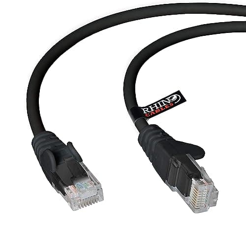 Image of rhinocables CAT5e High-Speed Ethernet Patch Network Cable for LAN — Snagless Cable with RJ45 Connector Lead — Ideal for Internet, Router, Modem, Smart TV, PC & Laptop (0.5m (50cm))