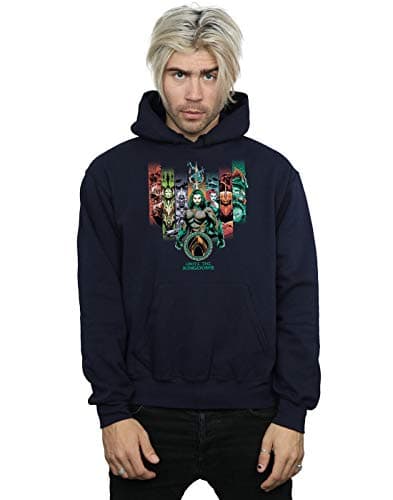 Image of Absolute Cult DC Comics Men's Aquaman Unite The Kingdoms Hoodie Navy Blue Large