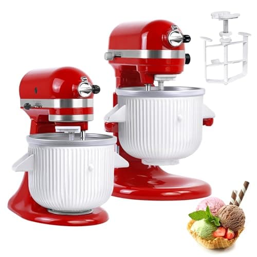Image of Ice Cream Maker Attachment for KitchenAid Mixers, Fits KitchenAid 4.5/5QT & 6QT Stand Mixers, Frozen Ice Cream & Sorbet Gelato Maker for KitchenAid, 2 Quart, White(Machine/Mixer Not Included)
