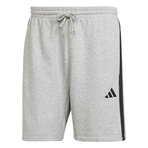 Image of adidas Men's Essential Three Stripes French Terry Short, Medium Grey Heather/Black, M