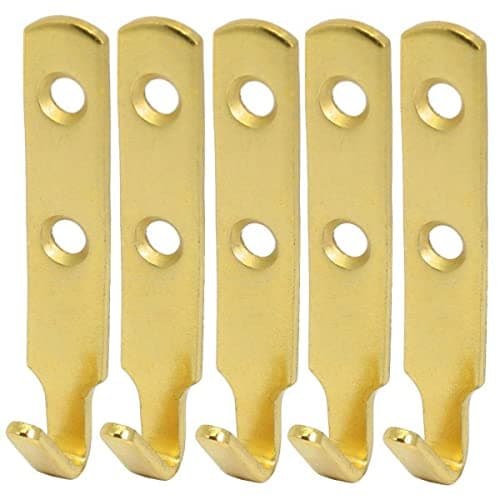 Image of 5 x fiXte Brass Picture Hook Heavy Duty Large J Style Hanging Mirror Picture Frames