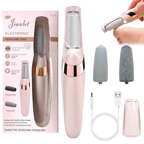 Image of Electric Foot File Hard Skin Remover, Callus Remover for Feet & Dead Skin Remover Electric, USB Rechargeable Waterproof Foot Grater with 2 Heads for Dry Cracked Heels, Pedicure Tools Home Care (Pink)