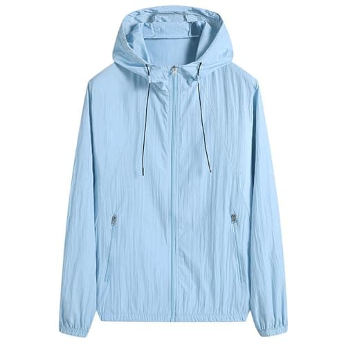 Image of Generisch Men's UV Protection Jacket Summer Lightweight Ice Silk Sun Jacket Breathable Thin Outdoor Jacket with Zip for Fishing Hiking Travel Leisure, Blue-e, L